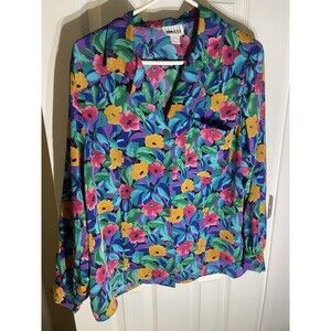 Leslie Fay Haberdashery Floral Paisley Hawaiian Boho Office Work Casual 18w